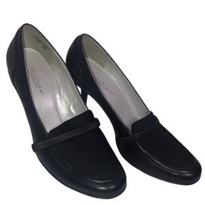 Reaction Kenneth Cole‎ Black Leather Heeled Loafers Dress Shoes Size 7